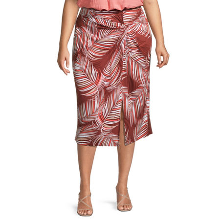 Liz Claiborne Womens Midi Pencil Skirt, Small , Brown