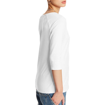 Hanes Womens Round Neck 3/4 Sleeve Active T-Shirt