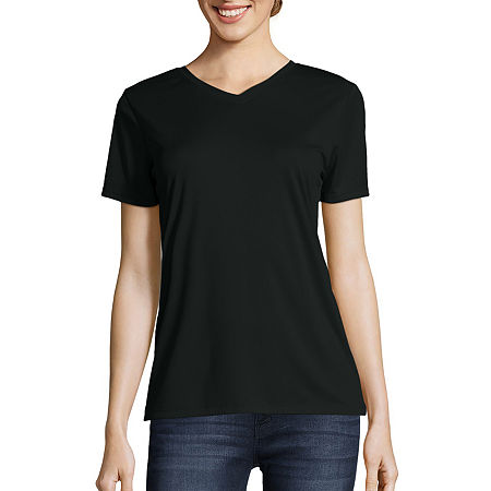 Hanes Womens Cool-DRI V Neck Short Sleeve Performance T-Shirt, 3x-large, Black