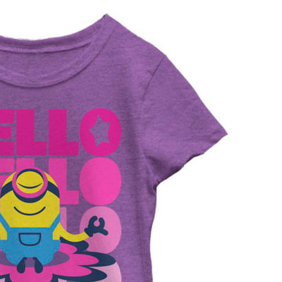 Little & Big Kid Girls Crew Neck Short Sleeve Regular Fit Minions Graphic T-Shirt