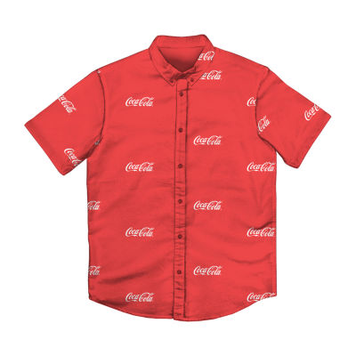 Mens Regular Fit Short Sleeve Logo Button-Down Shirt