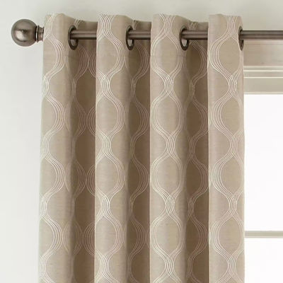 Max Blackout Prescott Embroidered 100% Grommet Top Single Curtain Panel