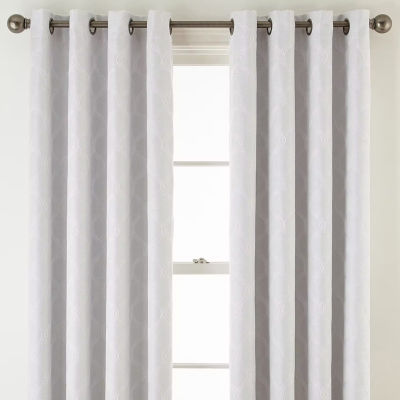 Max Blackout Prescott Grommet Top Embroidered 100% Single Curtain Panel