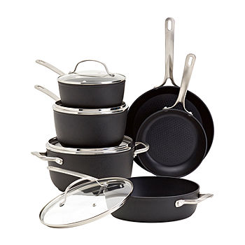 T-Fal 12-pc. Aluminum Non-Stick Cookware Set, Color: Black - JCPenney