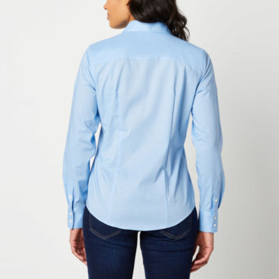 Liz Claiborne Wrinkle Free Womens Long Sleeve Regular Fit Button-Down Shirt