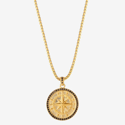 Shaquille O'Neal XLG Mens Lab Created Black Cubic Zirconia Stainless Steel Round 22 Inch Pendant Necklace