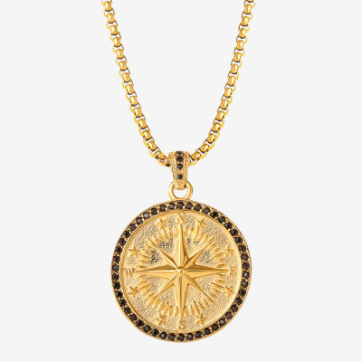 Shaquille O'Neal XLG Mens Lab Created Black Cubic Zirconia Stainless Steel Round 22 Inch Pendant Necklace