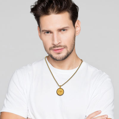 Shaquille O'Neal XLG Mens Lab Created Black Cubic Zirconia Stainless Steel Round 22 Inch Pendant Necklace