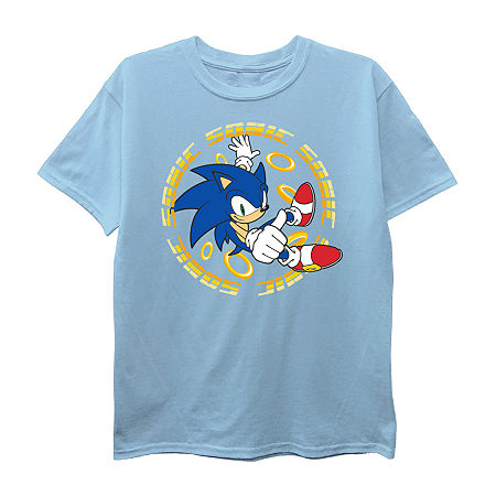 Little & Big Boys Crew Neck Short Sleeve Sonic the Hedgehog Graphic T-Shirt, X-large (18-20), Blue