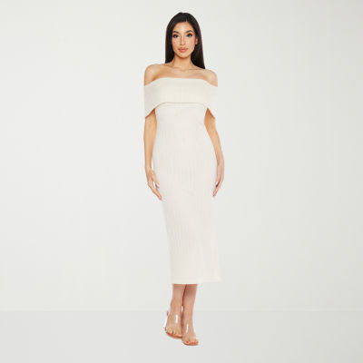 Premier Amour Short Sleeve Midi Sheath Dress