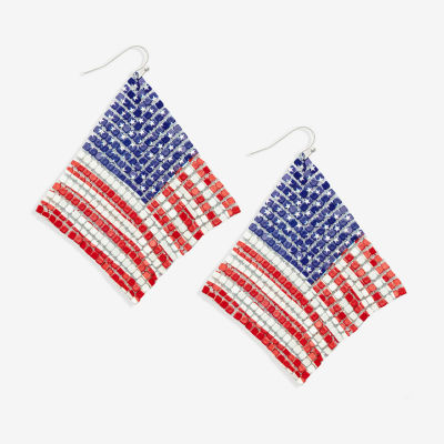 Bijoux Bar Silver Tone Flag Drop Earrings