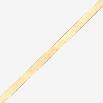 Made in Italy Womens 10K Gold 7.25 Inch Solid Herringbone Chain Bracelet