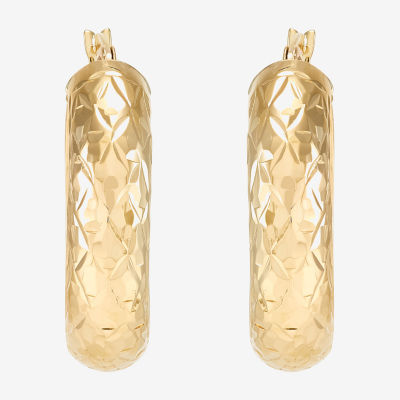 Womens 10K Gold 20mm Circle Round Hoop Earrings