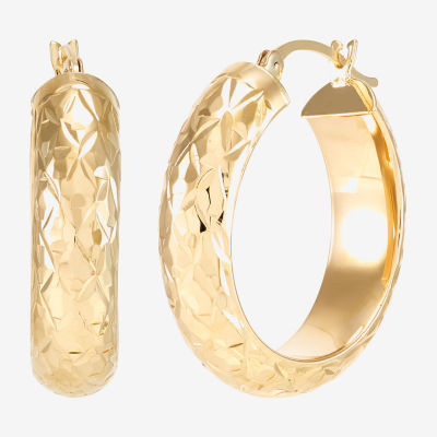 Womens 10K Gold 20mm Circle Round Hoop Earrings