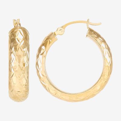 Womens 10K Gold 20mm Circle Round Hoop Earrings