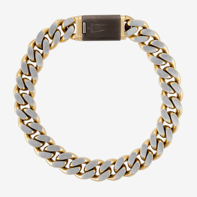 Bulova Mens Stainless Steel 8 1/2 Inch Solid Curb Chain Bracelet