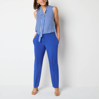 Black Label by Evan-Picone Womens Split Tie Neck Sleeveless Blouse