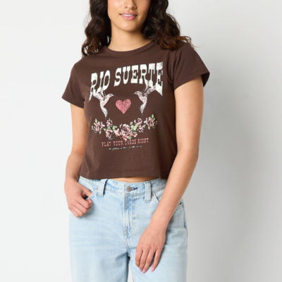 Arizona Womens Short Sleeve Juniors Graphic T-Shirt