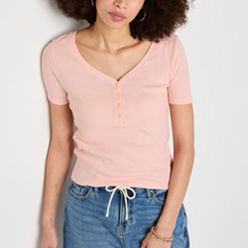 売れ筋商品|||スタイルアンドコー カットソー トップス レディース Women's Short-Sleeve Cotton Henley Top, PXS - 4X, Created for Macy's Peachy Pink Style & Co Women's Short-sleeve Cotton Henley Top, Created