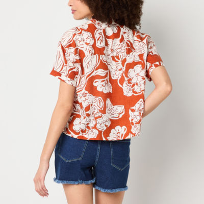 a.n.a Soft Drape Womens Short Sleeve Blouse