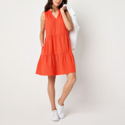 St. John's Bay Womens Sleeveless Striped A-Line Dress