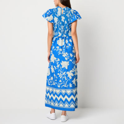 St. John's Bay Womens Short Sleeve Floral Maxi Dress