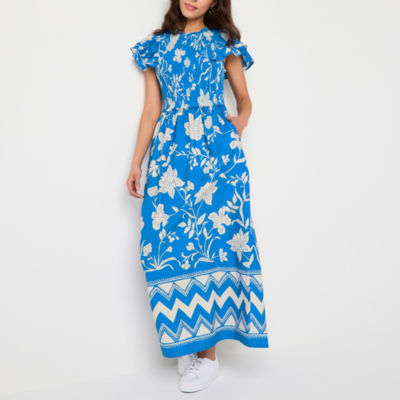 St. John's Bay Womens Short Sleeve Floral Maxi Dress