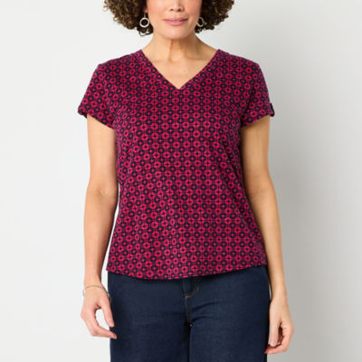 Liz Claiborne Womens V Neck Short Sleeve T-Shirt
