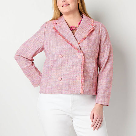 Liz Claiborne Womens Regular Fit Plus Blazer, 18w, Pink