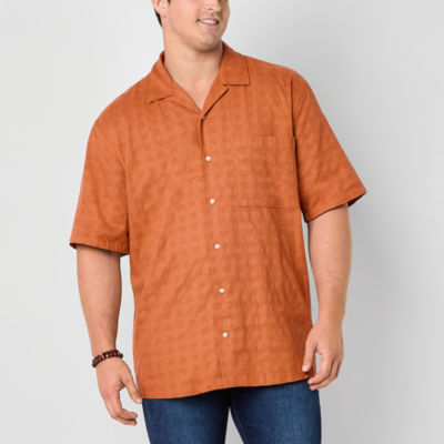 mutual weave Mens Short Sleeve Big and Tall Camp Shirt