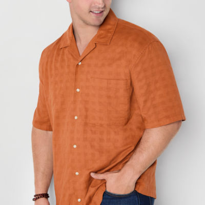 mutual weave Mens Short Sleeve Big and Tall Camp Shirt