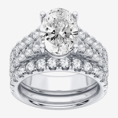 (H-I / SI1-SI2) Signature By Modern Bride Womens 5 CT. T.W. Lab Grown White Diamond in 14K Gold Oval Bridal Set