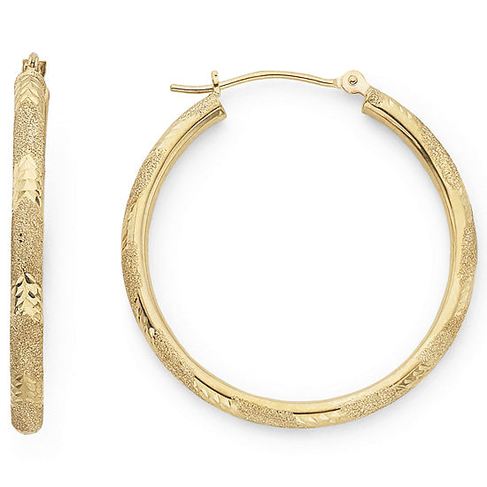 Diamond-Cut Candy Stripe Hoop Earrings 10K Gold
