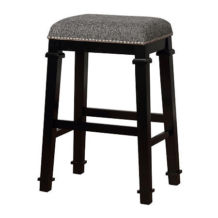 Kyley Tweed Nailhead Trim Backless Bar Stool, One Size, Black