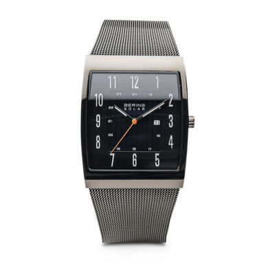 Bering Solar Mens Gray Stainless Steel Bracelet Watch 16433-377