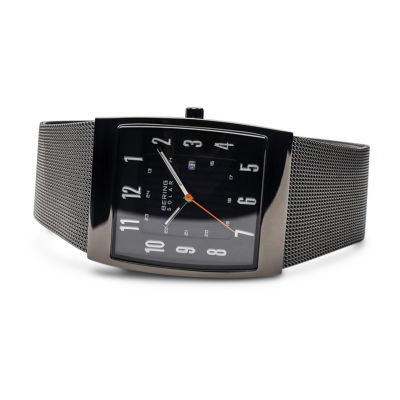 Bering Solar Mens Gray Stainless Steel Bracelet Watch 16433-377