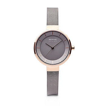 Bering Slim Solar Womens Two Tone Stainless Steel Bracelet Watch