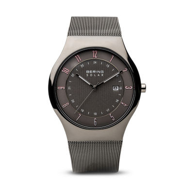 Bering Solar Mens Gray Stainless Steel Bracelet Watch