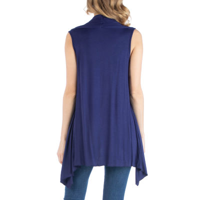 24/7 Comfort Apparel Draped Open Front Sleeveless Cardigan