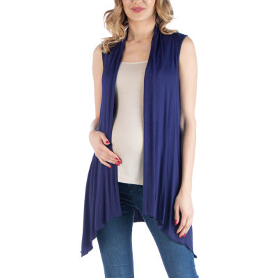 24/7 Comfort Apparel Draped Open Front Sleeveless Cardigan