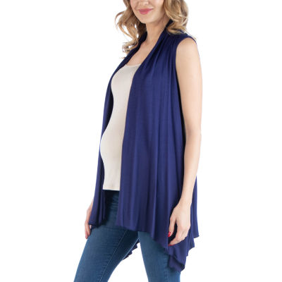 24/7 Comfort Apparel Draped Open Front Sleeveless Cardigan