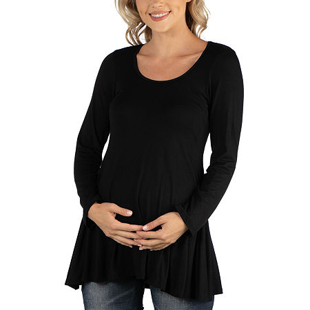  24/7 Comfort Apparel Long Sleeve Solid Swing Flare Tunic Top