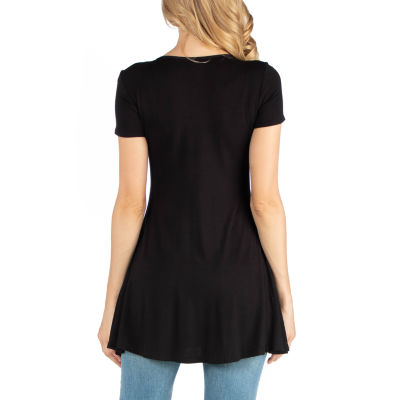24/7 Comfort Apparel Cap Sleeve Soft Flare Hem Tunic Top