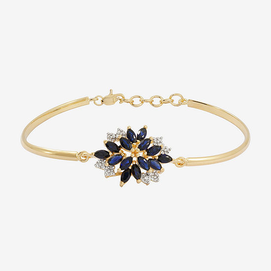 Blue & White Lab-Created Sapphire 14K Gold Over Silver Bangle Bracelet