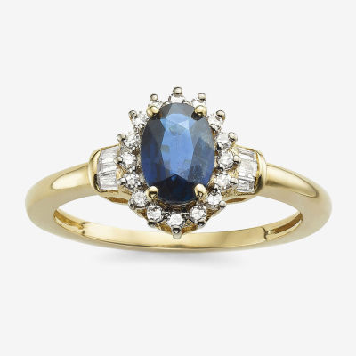 Gemstone & 1/4 C.T. T.W. Diamond 10K Gold Oval Halo Cocktail Ring