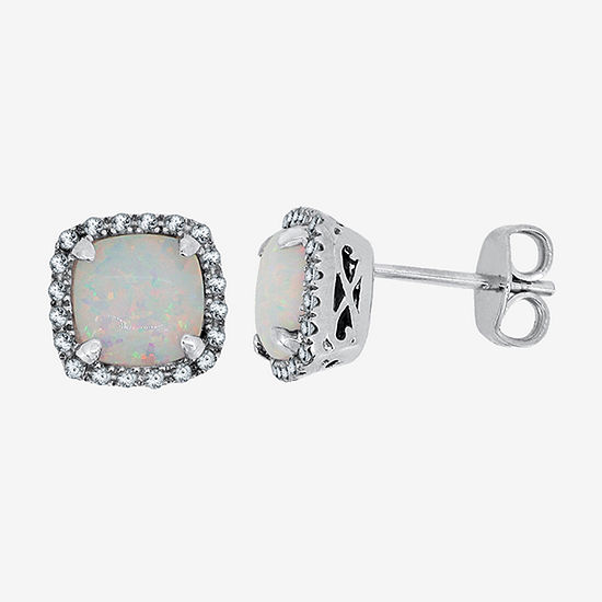 Lab-Created Opal Sterling Silver Earrings