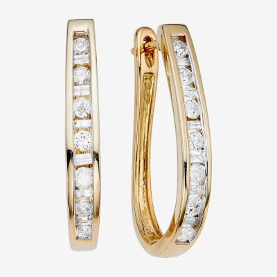 1/2 CT.T.W. Natural Diamond 10K Gold Hoop Earrings