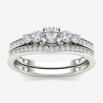 1/2 CT.T.W. Natural Diamond 14K White Gold Bridal Ring Set