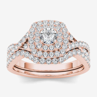 7/8 CT.T.W. Natural Diamond 10K Rose Gold Bridal Ring Set