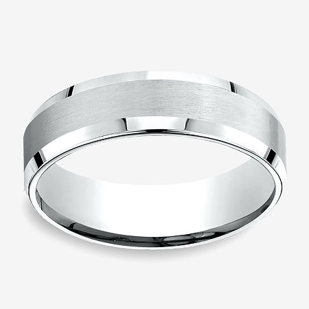 Mens 10K White Gold 6mm Band, 8, White